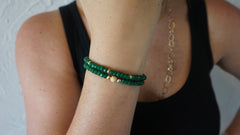 Green Jade Beaded Bracelets (Set of 2)