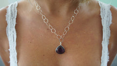 Amethyst on Sterling Silver Link Chain