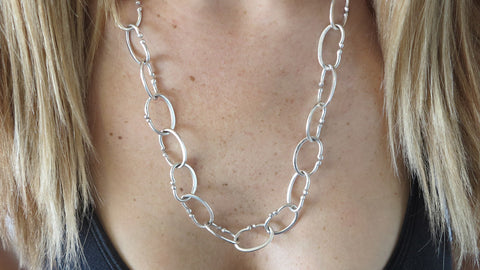 Large Silver Link Necklace