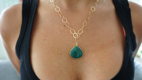 Emerald on Gold Link Chain