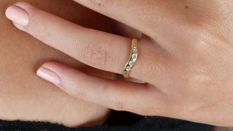 Gold & Diamond Curved Ring
