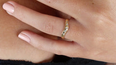 Gold & Diamond Curved Ring