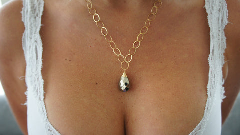Pyrite on Gold Link Chain