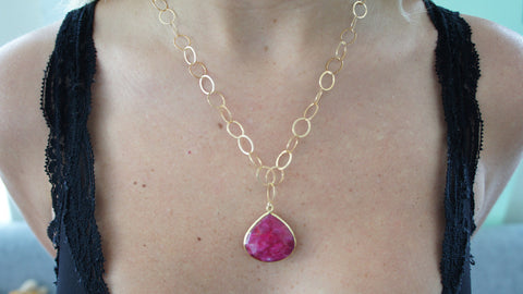 Ruby on Gold Link Chain