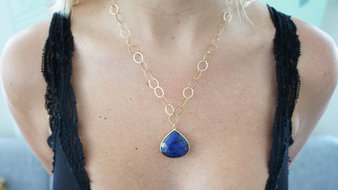 Sapphire on Gold Link Chain