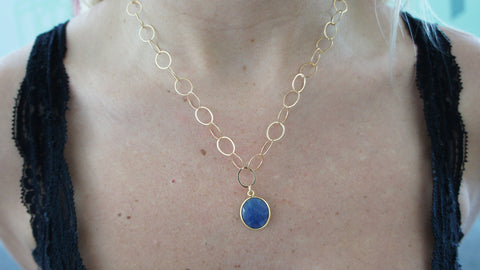Small Sapphire Stone Necklace