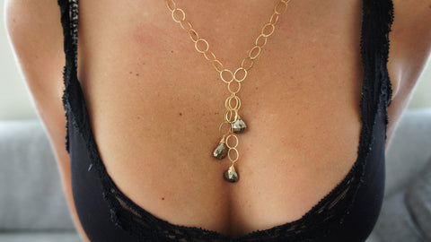 Three Drop Pyrite Necklace