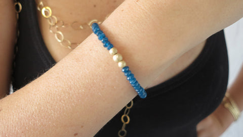 Blue Jade Beaded Bracelet (Style 1)