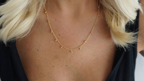 Delicate Matte Gold Drop Necklace