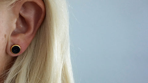 Black Druzy Stud Earrings