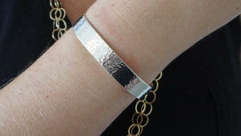 Sterling Silver Wide Hammered Cuff