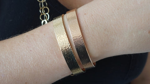 Yellow & Rose Wide Hammered Cuff Set