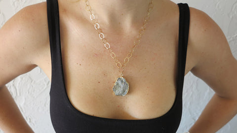 Large Grey Drusy Necklace