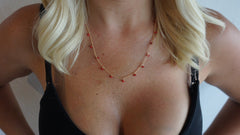Delicate Red Coral Drop Necklace