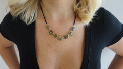 Labradorite Stones on Black Spinel