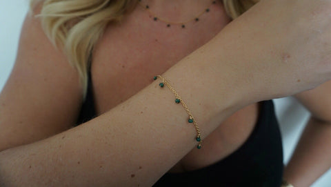Delicate Emerald Drop Bracelet