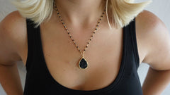 Black Druzy on Black Spinel Chain
