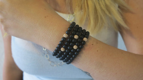 Medium Matte Black Onyx Beaded Bracelets