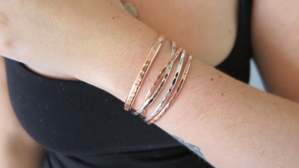 MIXED SET 7 2 Thin Silver 2 Thin Rose Gold 1 Thick Rose Gold TheCurrentCustom