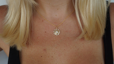 14K Gold Sun Diamond Necklace